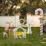 Yescom 3-Piece Large Pre-Lit LED Reindeer Christmas Decor, 110V Plug-in Light Up Deer Family Set Outdoor Decorations for Yard Holiday, 3D Golden Outside Patio Deck Lawn Ornaments with Stack 2025 Xmas