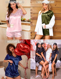Ekouaer Silk Pajama for Women Short Sleeve Satin Pj Set Two Piece Soft Sleepwear Loungewear S-XXL
