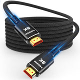 Snowkids 8K HDMI 2.1 Cable 1.5 ft, Non-Slip Nylon Braided, 48Gbps Ultra High-Speed HDMI Cables Cord, 10K 8K@60Hz, 4K@120Hz Compatible for TV/PS-5/X-box/Projector/Sound System & More