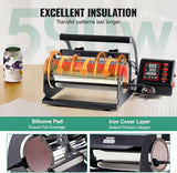 VEVOR Tumbler Heat Press Machine, 11-30oz Mug Press, Heat Up Fast and Even, Tumbler Press with Sublimation Paper, Tape and Gloves, Temp and Time Setting, for Sublimation Tumblers, Cups, Mugs, Black