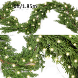 6FT PARTY JOY Seasonal Artificial Christmas Garland with LED String Lights Pine Needle Cypress Garland for Holiday Winter Indoor Outdoor Decor