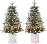 3 Ft Pre-Lit Christmas Tree, Artificial Christmas Trees with Lighting, Xmas Trees with 78 Led Lights, Christmas Decoration for Home, Office, Easy Assembly