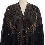 OBEEII Muslim Dress for Women Loose Batwing Sleeved Hooded Beaded Embroidery Long Abaya Dress Kaftan Abayas Islamic Robe
