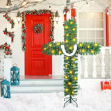 6ft Christmas Cross Tree with 100 Lights and a White Silk Scarf Christmas Decorations Jesus Christ Catholic Cross Decor He is Risen for Outdoor Home Decor (6 ft)