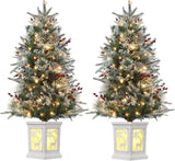3 Ft Pre-Lit Christmas Tree, Artificial Christmas Trees with Lighting, Xmas Trees with 78 Led Lights, Christmas Decoration for Home, Office, Easy Assembly