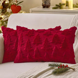 MIULEE Christmas Throw Pillow Covers Dark Green Christmas Decorations Set of 2 Xmas Tree 18x18 Pillow Covers Soft Plush Faux Wool Pillowcases Holiday Festivals Winter Home Decor Sofa Couch Bed Porch