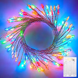 Brightown Fairy Lights Battery Operated, 10Ft 120 LED Firecracker String Lights, Waterproof Silver Wire Starry Firefly Light for DIY Wreath Weeding Indoor Outdoor Christmas Decorations
