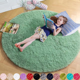 Amdrebio Light Pink Round Rug 4Ft for Girls Bedroom, Fluffy Circle Area Rugs for Kids Room Decor Aesthetic, Cute Shag Fuzzy Carpet for Nursery, Preppy Dorm, Classroom, Playroom, Teen, Baby, Washable