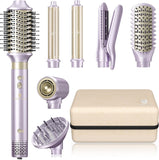 Hair Dryer Brush, webeauty 5 in 1 Professional Hot Air Styling, High-Speed Negative Ionic Hair Dryer Fast Drying, Multi Hair Styler with Air Curling Iron, Volumizing, with Carrying Case (Grey Gold)