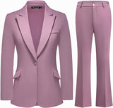 Women's Suit 2 Piece Set Pinstripe Blazer and Bootcut Dressy Pants Set for Work Office Business Outfits