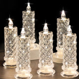 Rose Shadow LED Flameless Candles, 6PCS Romantic Battery Operated Candles Led Pillar Candles for Valentines Anniversary Wedding Christmas Decorations(White, D 2.5" x H 7.2")