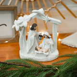 Alupssuc Nativity Set for Christmas Indoor Nativity Scene Decoration, Sculpted Hand Painted Nativity Figurines Scene with Manger, Nativity Figures Sets for Indoor Tabletop Decorations, White
