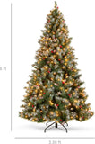 Best Choice Products Christmas Tree Pre-Lit, Pre-Decorated Artificial 6ft Frosted Pine Holiday Decoration w/Frosted Tips, Pine Cones, Berries
