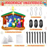8FT Christmas Inflatables Nativity Scene, Blow Up Christmas Nativity Scene, LED Lighted The Birth of Jesus Scene Inflatables Decor, Christmas Outdoor Inflatable Decor for Xmas Yard Lawn Patio