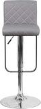 Flash Furniture Set of 2 Contemporary Gray Vinyl Adjustable Height Barstool
