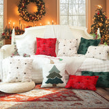 GEEORY Christmas Pillow Covers 18x18 Inch Set of 2, Christmas Decorations Xmas Tree Soft Plush Fluffy Faux Fur Decorative Throw Pillows Rustic Winter Decor Cushion Case Beige Brown GC034-18