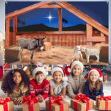 CHUNNIN Nativity Stable Scene Backdrop for Religious Christmas Theme Hanging Banner Supplies Christmas Nativity Scene Sign Manger Backdrop for Winter Holiday Xmas Photoshoot Props Party Decor