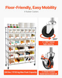 VEVOR 7-Tier Rolling Bin Storage Rack, 26 Organizer Bins, Bin Rack Storage Steel Wire Shelving System with Wheels, Mobile Tool Organizer for Garage, Warehouse, Office, Restaurant, Classroom, Kitchen