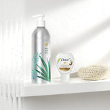 Dove Body Wash Aluminum Reusable Bottle and Concentrate Refill (2x) Starter Kit for Instantly Soft Skin Shea and Warm Vanilla for Skin Care and Lasting Nourishment 4oz (makes 16oz)
