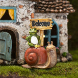 PRETMANNS Fairy House Kit - Fairy Garden Accessories for Outdoor Miniature Village Decor, with Fairies & Sign - Pinecone House, 6.5' High & Door can Open Wide - 4 Piece Supplies