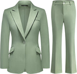 Women's Suit 2 Piece Set Pinstripe Blazer and Bootcut Dressy Pants Set for Work Office Business Outfits