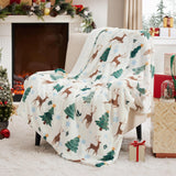 Bedsure Christmas Throw Blanket for Couch - Christmas Decorations Gifts for Women, Warm Sherpa Deer Throw Blanket, Red 50"x60"