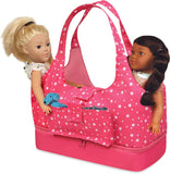 Badger Basket On-The-Go Travel Tote and Storage Bag for 18 inch Dolls - Pink Sta