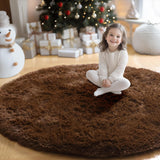 Amdrebio Light Pink Round Rug 4Ft for Girls Bedroom, Fluffy Circle Area Rugs for Kids Room Decor Aesthetic, Cute Shag Fuzzy Carpet for Nursery, Preppy Dorm, Classroom, Playroom, Teen, Baby, Washable