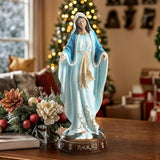 Nativity Scene Set with LED Lights,15.3" Resin Holy Family Character Stables Sculpture Manger Figurine for Indoor Tabletop Fireplace Christmas Decorations