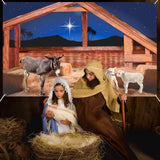 CHUNNIN Nativity Stable Scene Backdrop for Religious Christmas Theme Hanging Banner Supplies Christmas Nativity Scene Sign Manger Backdrop for Winter Holiday Xmas Photoshoot Props Party Decor