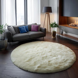 Amdrebio Light Pink Round Rug 4Ft for Girls Bedroom, Fluffy Circle Area Rugs for Kids Room Decor Aesthetic, Cute Shag Fuzzy Carpet for Nursery, Preppy Dorm, Classroom, Playroom, Teen, Baby, Washable