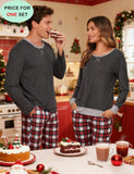 SWOMOG Couples Pajama Sets Women & Men Long Sleeve Sleepwear Top Plaid Pants Loungewear Set with Pockets