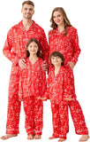 Satin Family Christmas Pajamas Set Soft Button Down Holiday Sleepwear Matching PJs for Couple Men Women Jammies Party