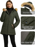 wantdo Women's Warm Winter Coat Heavy Puffer Jacket Parka with Fur Trimmed Hood