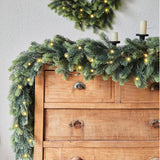 6FT PARTY JOY Seasonal Artificial Christmas Garland with LED String Lights Pine Needle Cypress Garland for Holiday Winter Indoor Outdoor Decor