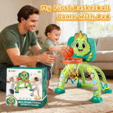 Toddler Basketball Hoop & Soccer Goal, Dinosaur Sports Play Toy Activity Center, Interactive Musical Sports Toys with Light, Christmas Birthday Gift for Boys Girls Age 1-3