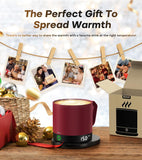 Heated Coffee Mug Rechargeable - Temperature Control Self Heating Coffee Mug 14oz with Lid, Double Sided & Real-Time LED Display, Hot up to 150℉, Birthday Gifts for Women and Men(Red)