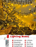 50FT 1000 LED Christmas Cluster Lights, Firecracker String Lights with Remote & 8 Modes & Timer, Waterproof Fairy Twinkle Light Plug in for Indoor Outdoor Party Garden Xmas Tree Decoration, Warm White