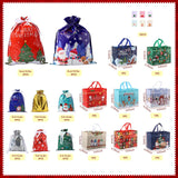 PARTTELY 30 Pack Drawstring Christmas Gift Bags Assorted Sizes Reusable Christmas Tote Bags Gifts Wrapping (22 Pack Drawstring Bags 8 Pack Tote Bags)
