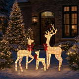 Yescom 3-Piece Large Pre-Lit LED Reindeer Christmas Decor, 110V Plug-in Light Up Deer Family Set Outdoor Decorations for Yard Holiday, 3D Golden Outside Patio Deck Lawn Ornaments with Stack 2025 Xmas