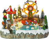 Bdor Christmas Village Lighted Decoration Musical Animated Display Christmas Collectible Santa Battery Operated Resin Indoor Decor