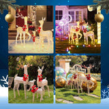Yescom 3-Piece Large Pre-Lit LED Reindeer Christmas Decor, 110V Plug-in Light Up Deer Family Set Outdoor Decorations for Yard Holiday, 3D Golden Outside Patio Deck Lawn Ornaments with Stack 2025 Xmas