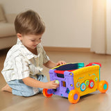 Musical Push Walker Toy for Toddlers 18+ Months - Educational Activity Wagon with Blocks, Learning Walking Assistant with Handle for Boys & Girls