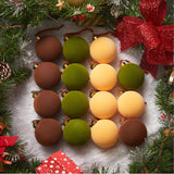 Brightown 15 Pcs Red Velvet Christmas Balls, 3.15 Inch Velvet Ornaments for Christmas Tree, Christma Tree Flocked Ornaments Balls for Family Holiday Wedding Party Xmas Hanging Decoration