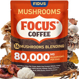 Fidus 16 in 1 Mushroom Coffee with 80,000mg Adaptogenic Mushrooms with Ashwagandha, Probiotic, Magnesium and Lion's Mane Instant Mushroom Coffee for Focus, Energy, Immunity & Digestion, 40 Servings