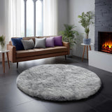 Amdrebio Light Pink Round Rug 4Ft for Girls Bedroom, Fluffy Circle Area Rugs for Kids Room Decor Aesthetic, Cute Shag Fuzzy Carpet for Nursery, Preppy Dorm, Classroom, Playroom, Teen, Baby, Washable