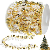 Jishi 99ft Crystal Bead Garland for Christmas Tree Decorations, Iridescent Acrylic Beaded Garland Strand Roll, Hanging Christmas Decorations Indoor Home Decor, String Diamond Beads for Crafts Curtains