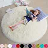 Amdrebio Light Pink Round Rug 4Ft for Girls Bedroom, Fluffy Circle Area Rugs for Kids Room Decor Aesthetic, Cute Shag Fuzzy Carpet for Nursery, Preppy Dorm, Classroom, Playroom, Teen, Baby, Washable