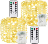 4 Pack 60 LED Fairy Lights Battery Operated with Timer, 20FT Waterproof Twinkle Lights Indoor Outdoor, Cuttable String Lights for Bedroom, Wedding, DIY, Centerpiece, Christmas Decorations (Warm White)