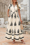 PRETTYGARDEN Womens 2025 Summer Casual V Neck Boho Maxi Dress Flowy Aline Bell Sleeve Tiered Floral Dresses with Pocket
